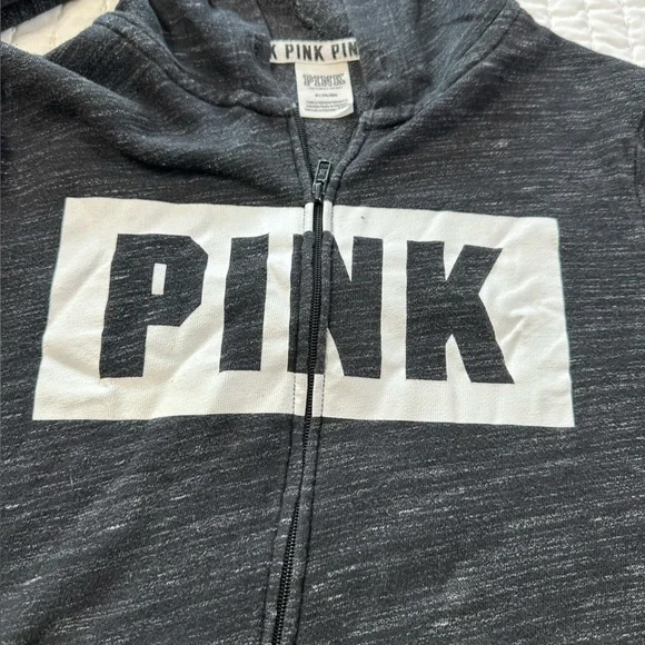 PINK Victoria's Secret Charcoal Hoodie with Logo - Picture 10 of 13